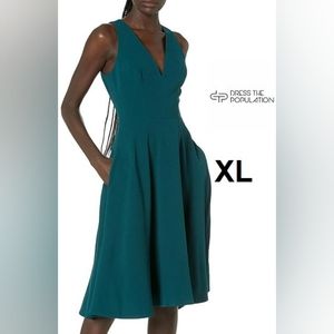 Dress The Population Catalina Solid Sleeveless Fit & Flare Midi Dress